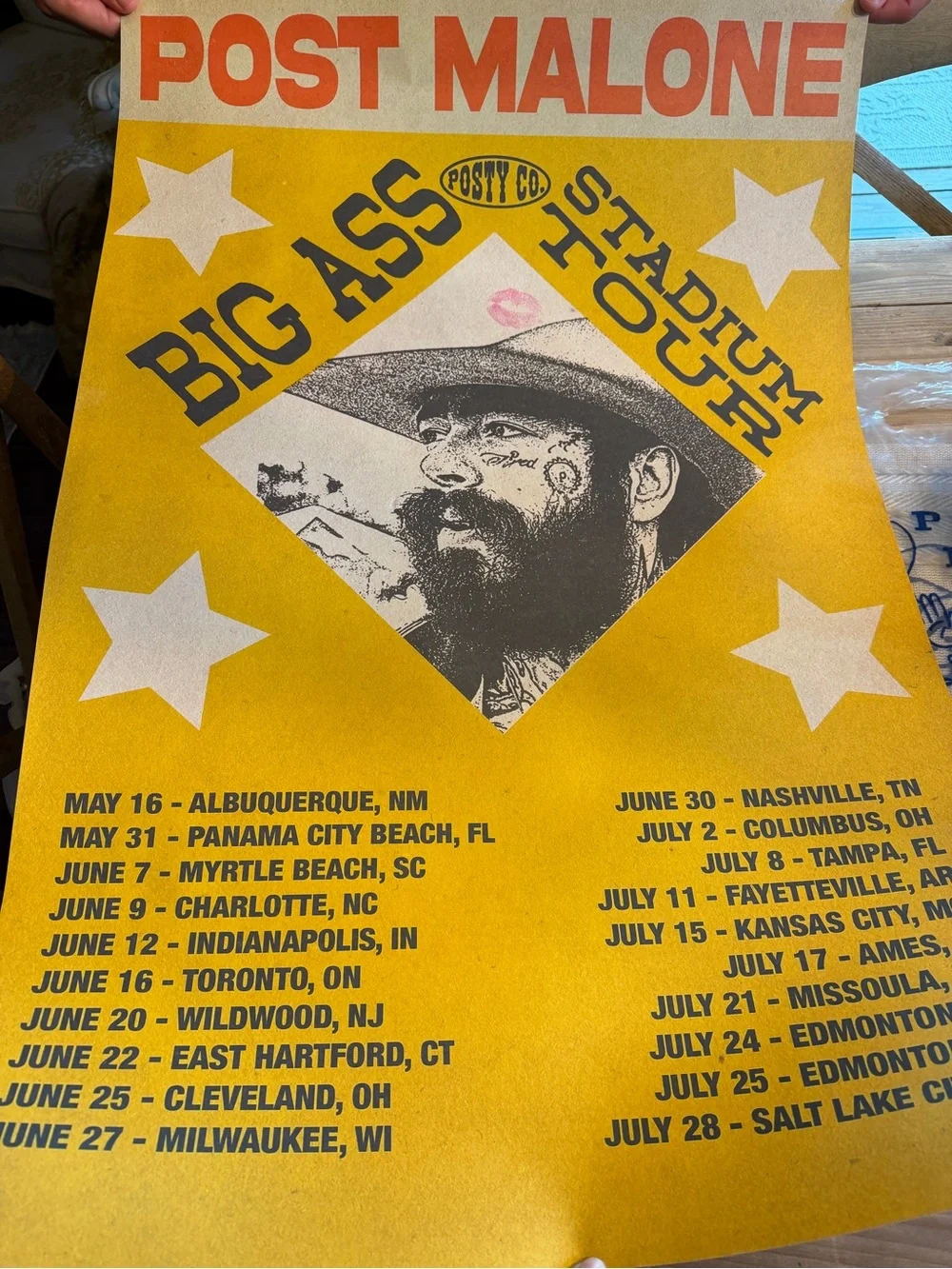 Post Malone Big Ass Stadium Tour Poster Hat CD Finger Loser NEW